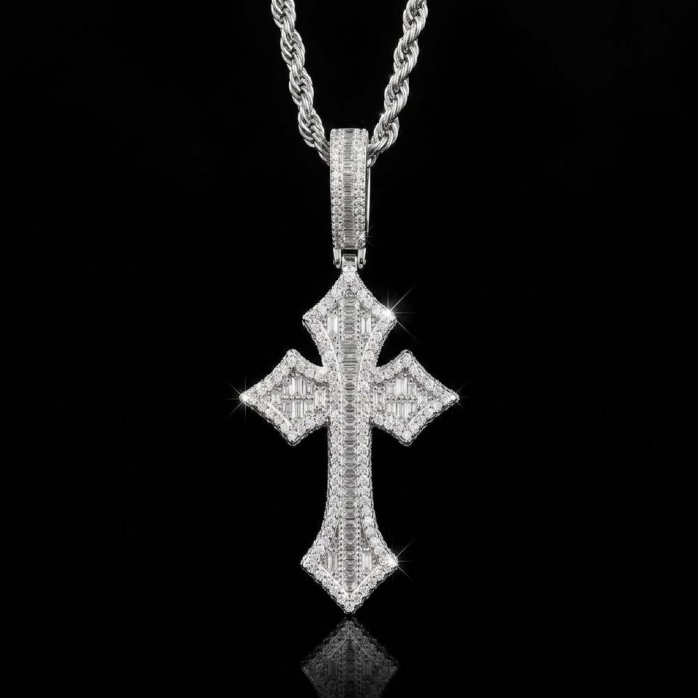 Silver Cross Necklace With Rope Chain – 18”, 20” or 24”